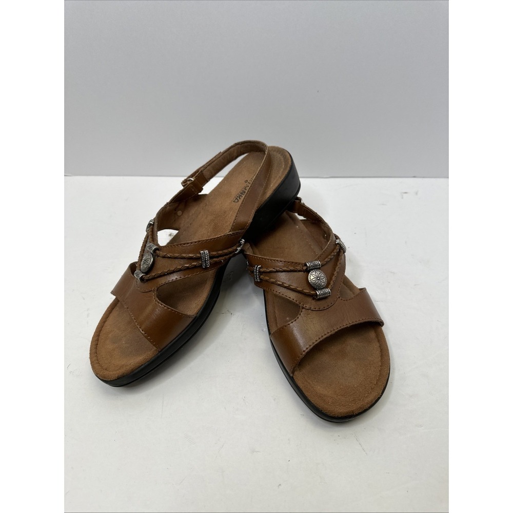 Minnetonka Sandals Women's 10WW Brown Leather BOHO Southwestern Braided Strappy